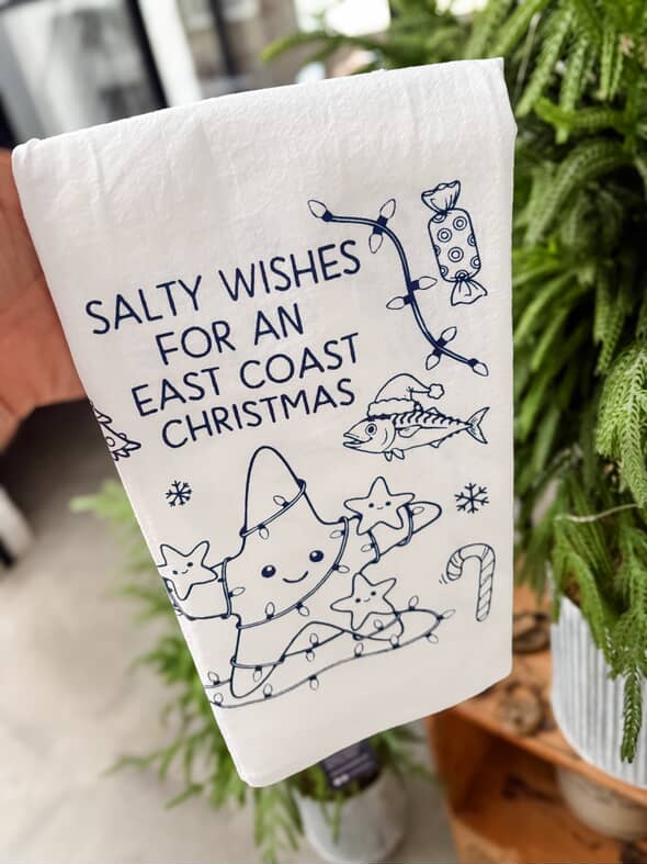 Salty Wishes for an East Coast Christmas Tea Towel