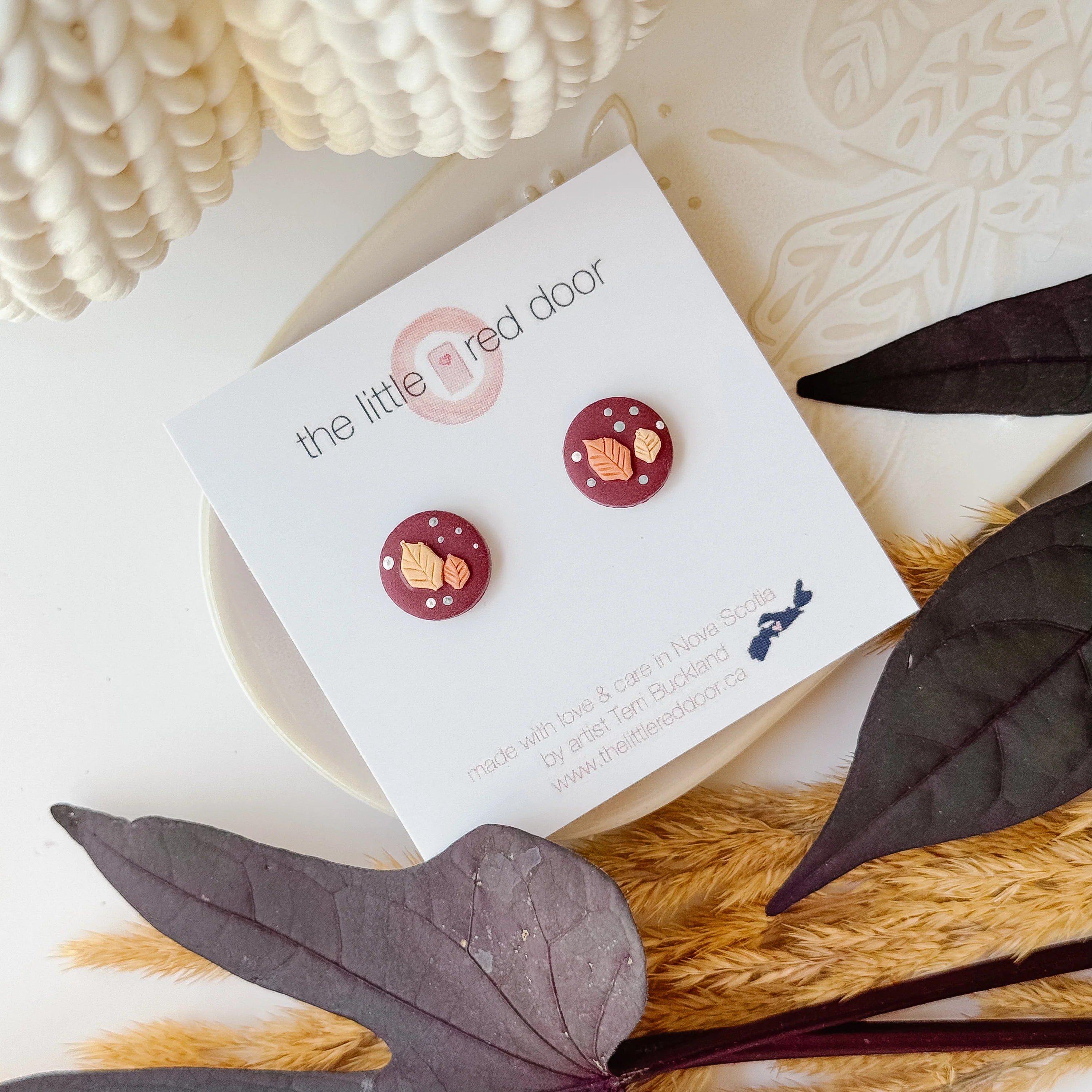 Cozy Autumn Days – Handcrafted Clay Stud Earrings