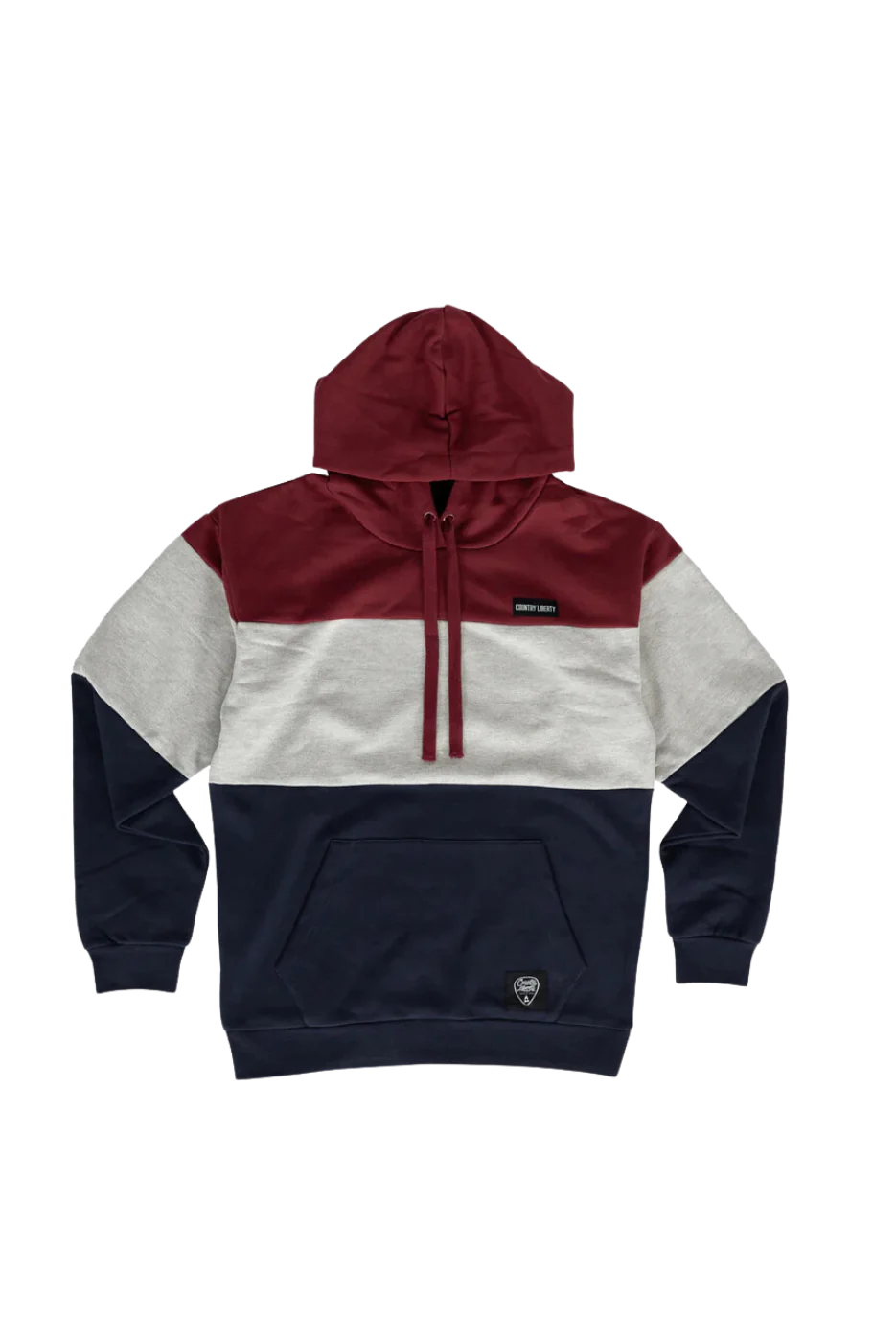 Navy Grey Burgundy Colourblock Hoodie