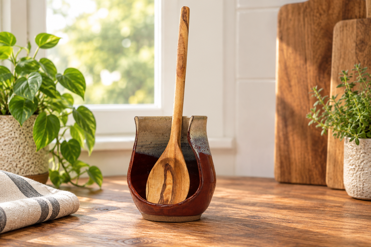 Homemade Pottery Vertical Spoon Rest