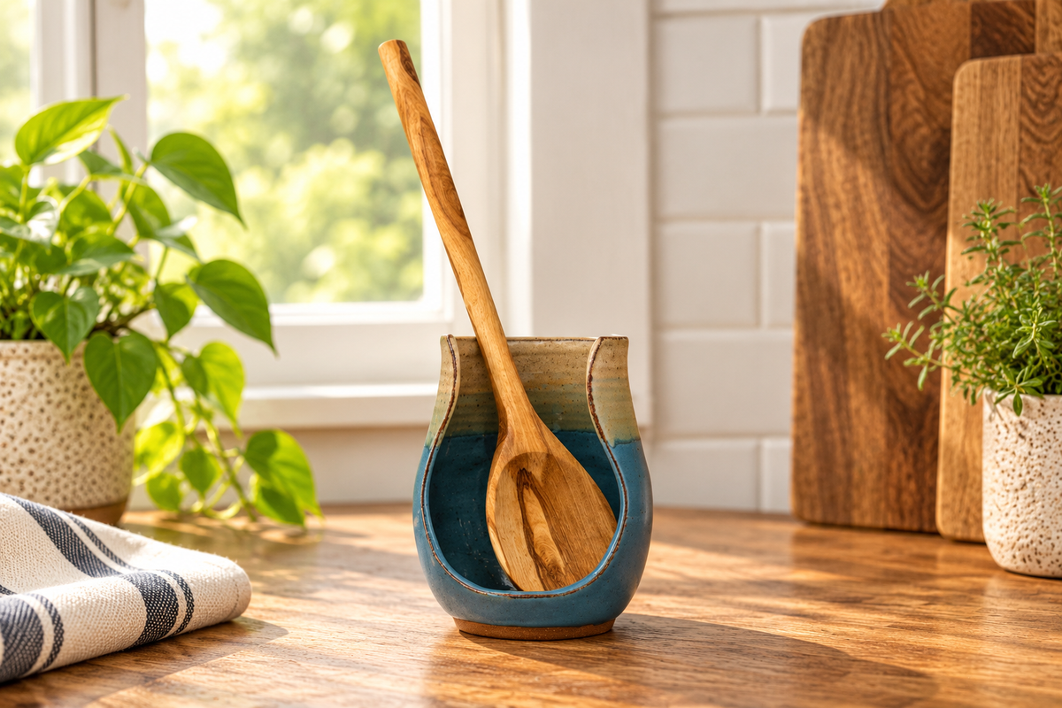 Homemade Pottery Vertical Spoon Rest